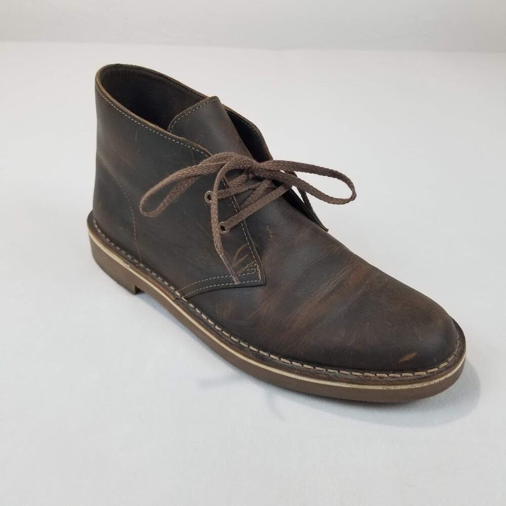 Clarks Bushacre 2 Mens 8.5 Brown Leather Chukka Desert Boots Casual Beeswax Lace